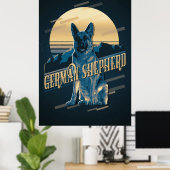 Retro Graphics German Shepherd Blue ID754 Poster (Thuiskantoor)
