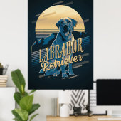 Retro Graphics Labrador Retriever Blue ID754 Poster (Thuiskantoor)