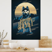 Retro Graphics Siberian Husky Blue ID754 Poster (Keuken)