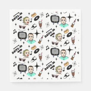 Retro Graphics uit de jaren 50 Nostalgische Verjaa Servet