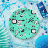 Retro Graphics van 1950: een nostalgische thuisdag Papieren Bordje (Feest)