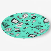 Retro Graphics van 1950: een nostalgische thuisdag Papieren Bordje (Gekanteld)