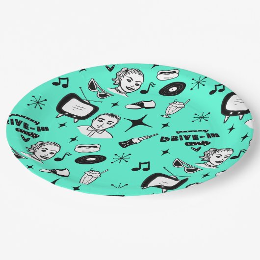 Retro Graphics van 1950: een nostalgische thuisdag Papieren Bordje (Gekanteld)