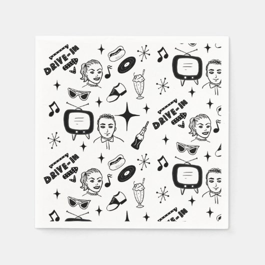 Retro Graphics van 1950: een nostalgische thuisdag Servet (Voorkant)