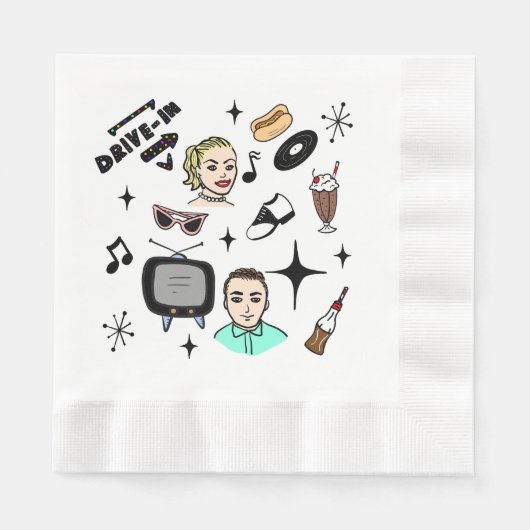 Retro Graphics van 1950: een nostalgische thuisdag Servet (Voorkant)