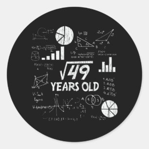 Retro grappig 7e verjaardagscadeau wiskunde nerd v ronde sticker
