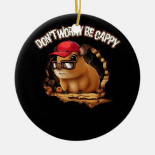 Retro Grappig Capybara Maak je geen zorgen wees Ca Keramisch Ornament