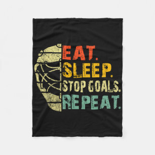 Retro Grappig Eten Slapen Stoppen Doelen Herhalen Fleece Deken