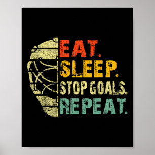 Retro Grappig Eten Slapen Stoppen Doelen Herhalen Poster