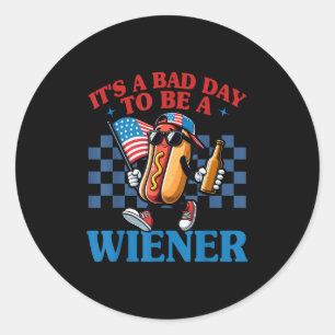 Retro Grappig is een slechte dag om een Wiener Hot Ronde Sticker