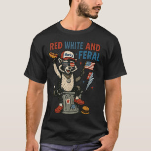 Retro Grappig Merica Wasbeer 4 juli Rood Wit A T-shirt