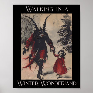 Retro Grappig Wandelen in een Winter Wonderland Me Poster