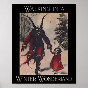 Retro grappig wandelen in een winter wonderland vr poster