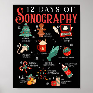 Retro Grappige 12 Dagen Van Sonografie Echoscopie Poster