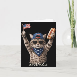 Retro Grappige Amerika Kat Liefhebbers van Hotdogs Kaart