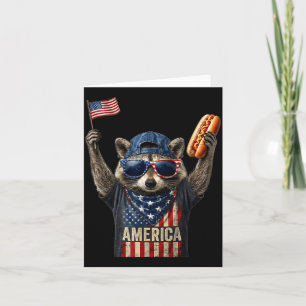 Retro grappige amerika wasbeer hotdog liefhebbers kaart