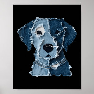 Retro Grappige Denim Patch Dier Hond Poster