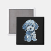 Retro grappige denim patch dier hond print magneet (Voorkant / Achterkant)