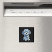 Retro grappige denim patch dier hond print magneet (Insitu (Vaatwasser))