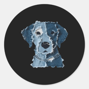 Retro grappige denim patch dier hond ronde sticker