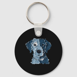 Retro grappige denim patch dier hond  sleutelhanger