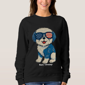 Retro Grappige Denim Patch Mooie Hond Ontwerp Trui