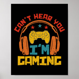Retro Grappige Gamer Headset Sorry Kan Je Niet Hor Poster