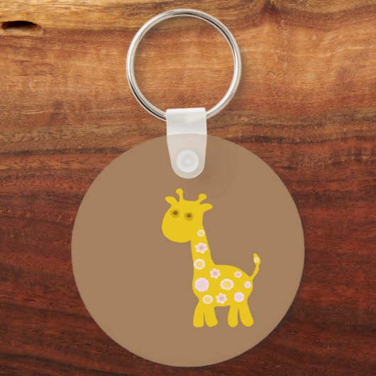 Retro grappige Giraffe van pastelbloemen Sleutelhanger (Voorkant)