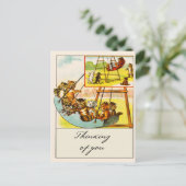 Retro Grappige Katten Spelen op Swing Denken aan j Briefkaart (Staand voorkant)