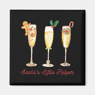 Retro grappige Kerstman Little Helper Martini vrol Magneet