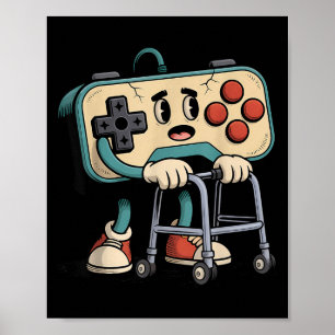 Retro Grappige Oude Gamer 80s 90s Clic Videogame H Poster