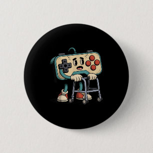 Retro grappige oude gamer 80s 90s Clic videospel h Ronde Button 5,7 Cm