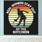 Retro Grappige Pickleball Vrouwen Canvas Afdruk (Insitu (Houten vloer))