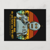 Retro grappige robot heeft olie nodig briefkaart (Voorkant)