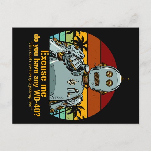 Retro grappige robot heeft olie nodig briefkaart (Voorkant)