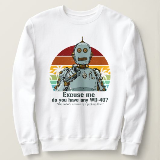 Retro grappige robot heeft olie nodig trui (Design voorkant)