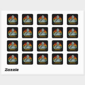 Retro grappige robot heeft olie nodig vierkante sticker (Vel)