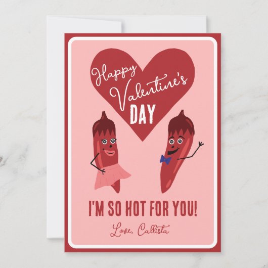 Retro Grappige Rode Hete Peper Valentijnsdag Feestdagenkaart (Voorkant)