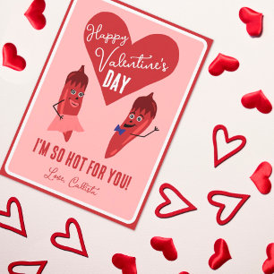 Retro Grappige Rode Hete Peper Valentijnsdag Feestdagenkaart