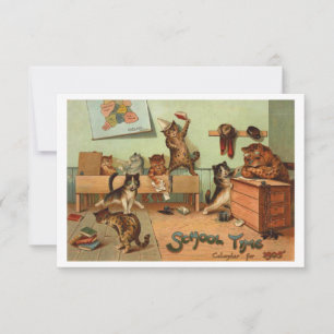 Retro Grappige Schooltijd Anthropomorfe Katten Kaart