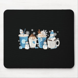 Retro Grappige Sneeuwman Winter Koffie C Latte Knu Muismat