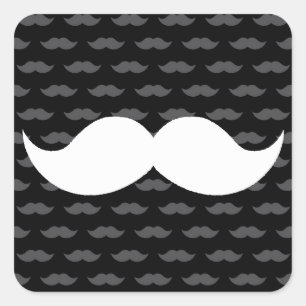 Retro Grappige Stang Mustache Vierkante Sticker