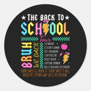 Retro Grappige Terug Naar School Tour Docent Bliks Ronde Sticker