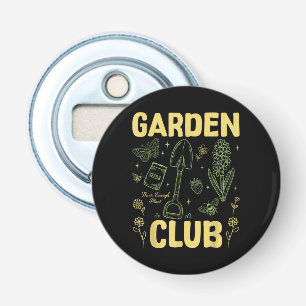 Retro Grappige Tuinclub T-shirt Schattige Plantenl Button Flesopener