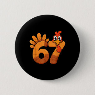 Retro Grappige Zes Zeven 6 7 Meme Thanksgiving Kal Ronde Button 5,7 Cm