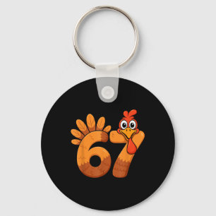 Retro Grappige Zes Zeven 6 7 Meme Thanksgiving Kal Sleutelhanger