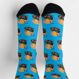 Retro grasmaaier zonsondergang sokken