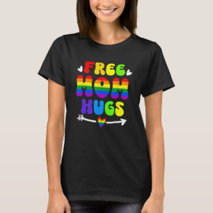 Retro gratis mam knuffels regenboog lgbt lesbisch  t-shirt