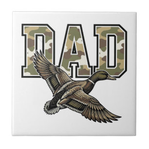 Retro Gravure Eend Vader Camo Vector Shirt Ontwerp Tegeltje