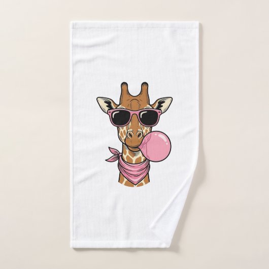 Retro Gravure Giraffe Bubblekauwgom Vectorontwerp_ Handdoek (Handdoek)